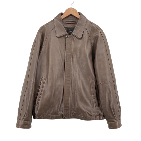 Claiborne Men's Brown Lambskin Leather Long Sleeve Full Zipper